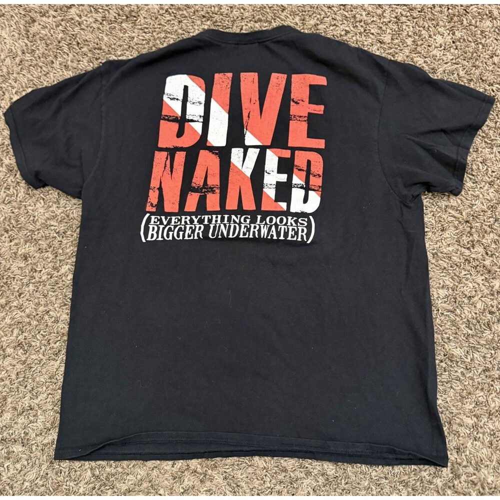 Vintage 2000s Divers Direct T Shirt Black Dive Naked Ducko Mens Size XL